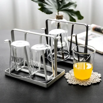 

Nordic Minimalistic Iron Coffee Cup Drain Cup Holder Modern Home Kitchen Mark Glass Storage Rack Kitchen Decoration Accessories