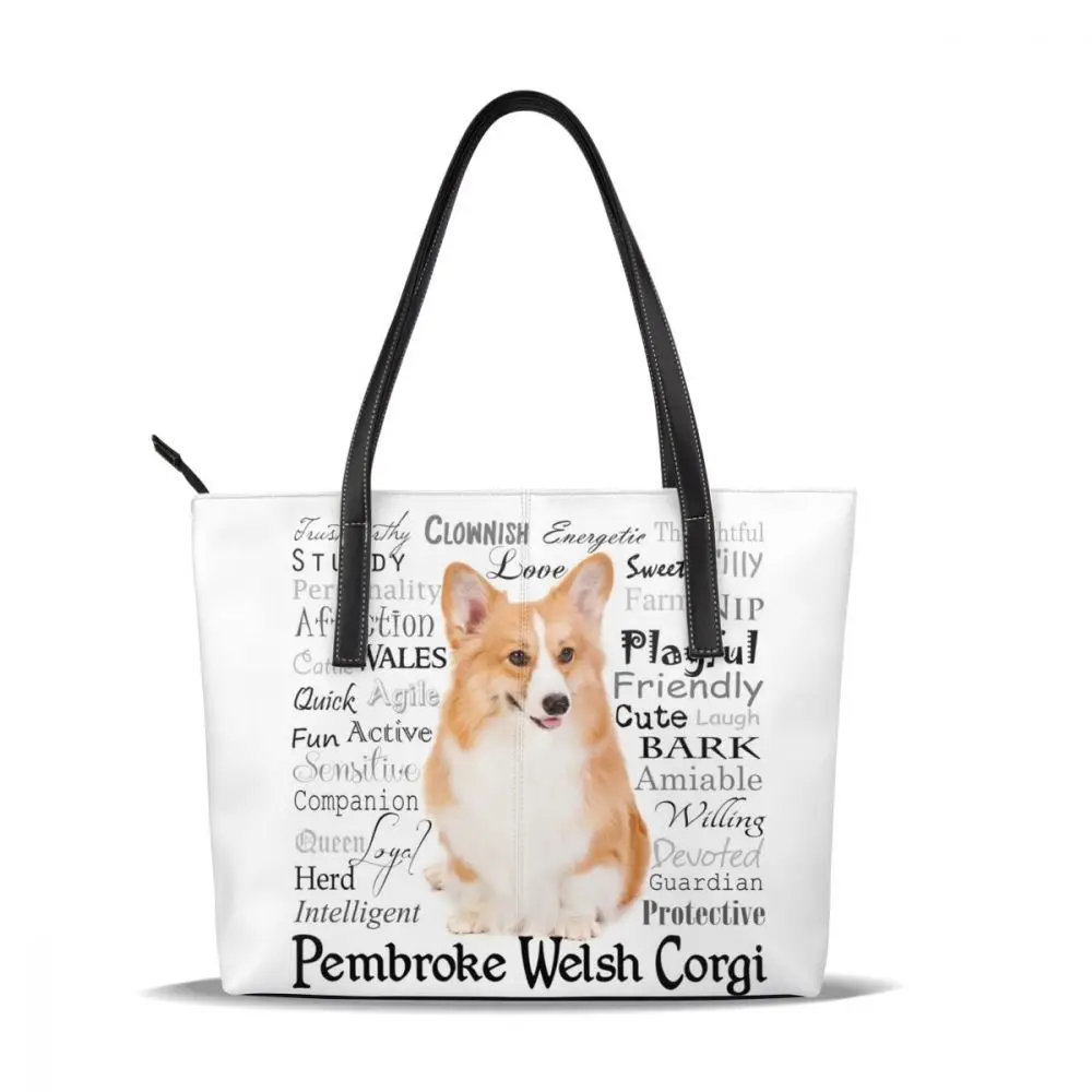 Welsh Corgi Pembroke сумка Welsh Corgi Pembroke сумки с верхней ручкой высокое качество большая кожаная сумка-тоут женские сумки - Цвет: Corgi Traits