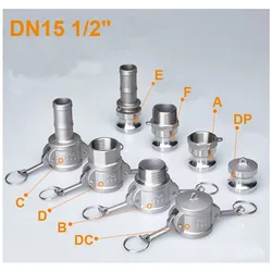 1PC DN15/20  304 Stainless Steel Homebrew Camlock Fitting Adapter MPT FPT Barb Camlock Quick Disconnect For Hose Pumps Fittings