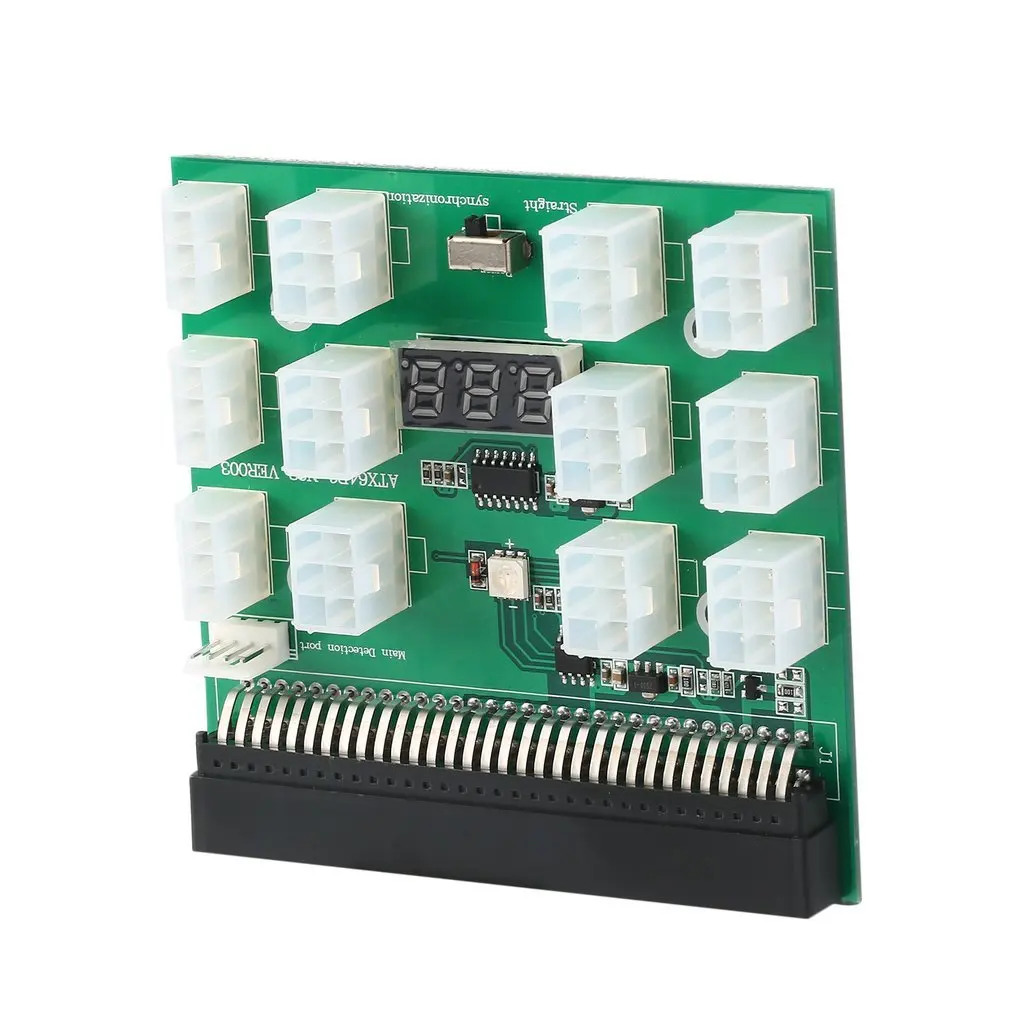 12 В выход 12 порт 6Pin PCI-E Breakout Board с светодиодный цифровой дисплей 1200 Вт/750 Вт для GPU горного источника питания