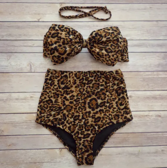 

Popular High Waist Bikini Swimwear Women Sexy Leopard Print Two-piece Swimming Suit