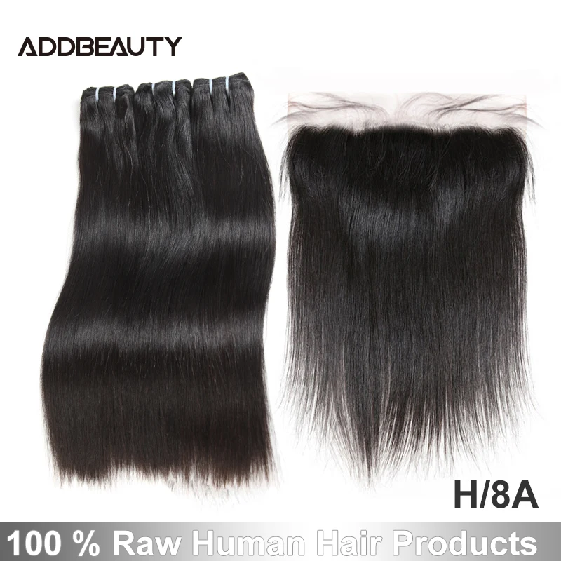 【Addbeauty】прямые 3/4 пряди с фронтальной шнуровкой 10 &quot 26&quot H бразильские волосы remy