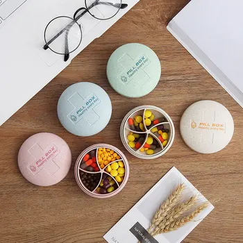 

Circular Pill Box Weekly Daily Portable 5 Grids Medicine Case Tablet Storage Organizer Pills Drugs Container Travel Home