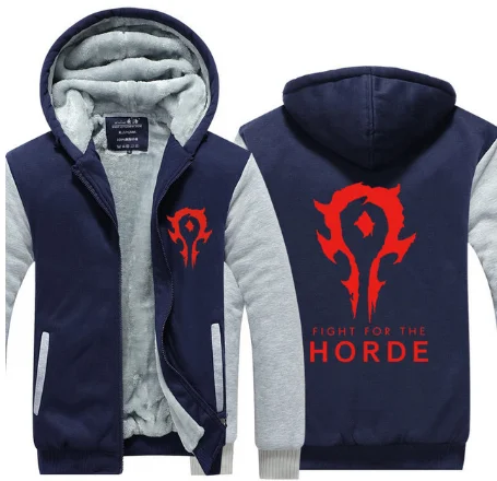 Новинка, зимняя теплая толстовка WOW с капюшоном, игра Dota 2, пальто ALLIANCE& Horde, куртка, пальто для мужчин, толстый флис, на молнии, светящиеся, WOW, толстовки g