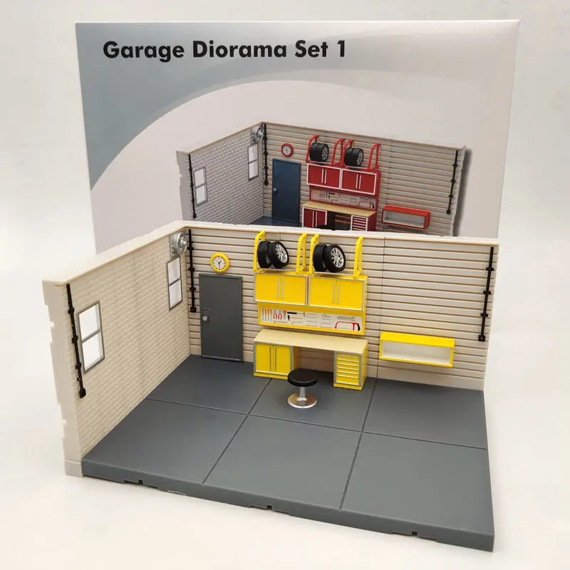 1/2/4 PCS 1:43 Scale Aurora Garage Diorama Scene Model (not include model cars) aurora garage diorama set 1 series scene model blue 1 43 scale model new in box