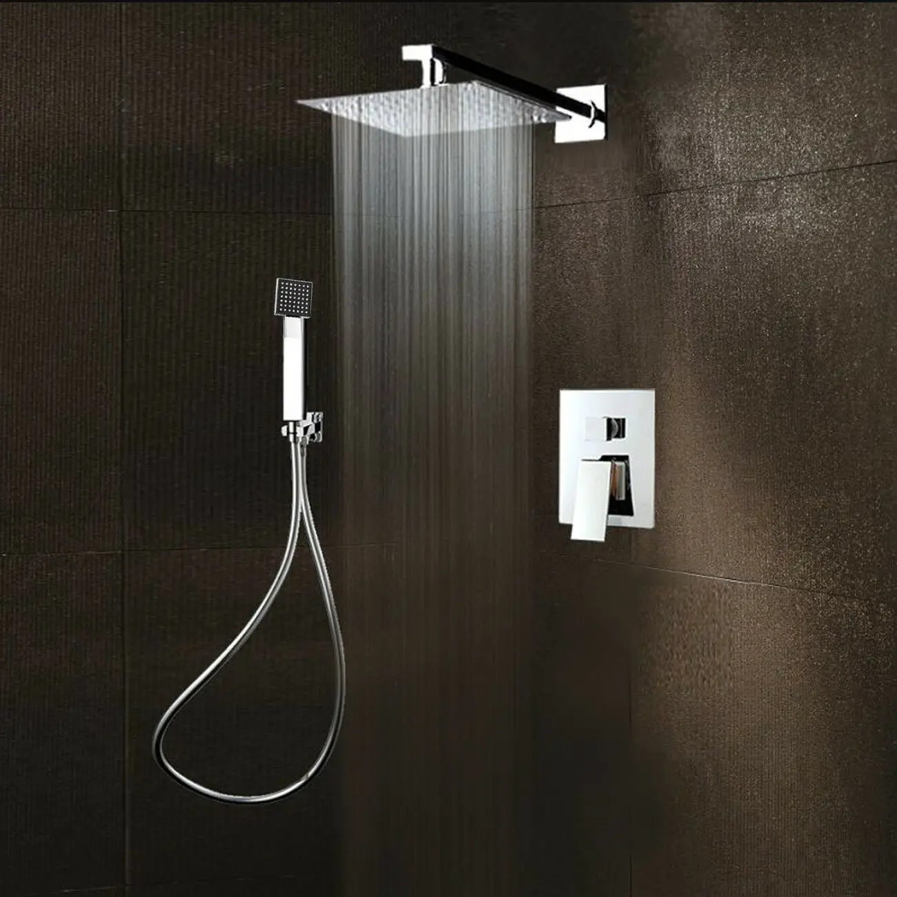 Yonntech-Juego de mezclador de ducha oculto, grifo de ducha de lluvia, Sistema de ducha de baño con boquilla de ducha de mano, montado en la pared de 25cm