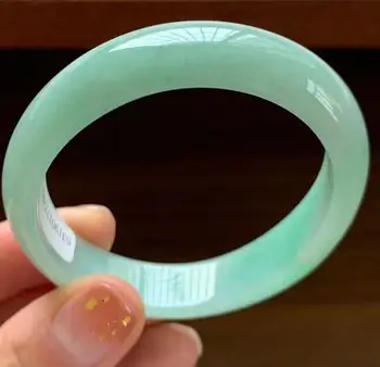 

Zheru Jewelry Natural Burmese Jadeite Light Green 54-64mm Bracelet Elegant Princess Jewelry For Mom For Girlfriend