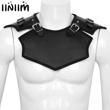 

Mens Leather Handmade Vintage Medieval Knights Templar Warrior Back Lace-up Plate Armor Gorget Neck Protector Costumes Clubwear