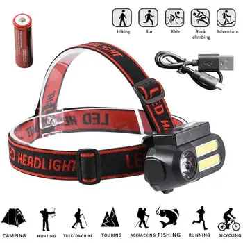 

XPE COB Led lantern Headlamp USB rechargeable Headlight 18650 battery Torch Light waterproof head Flashlight Head Torch Lamp