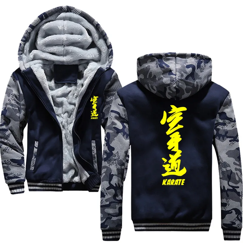 Новая зимняя мода Kyokushin толстовки с капюшоном для карате Kyokushin Gedruckt толстовка хип хоп Уличный костюм - Цвет: Navy blue