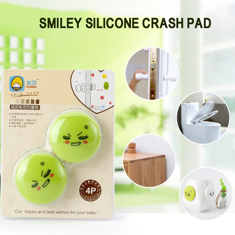 4 pcs Thickening Silicon Door Stopper Silicone Fender Door Knob Door Cushions Buffer Guard Guards Crash Pad Silent Wall Sticker