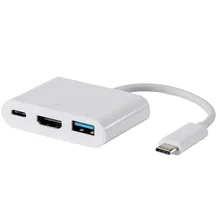 Thunderbolt 3 Тип C USB 3,1 4K HDMI VGA адаптер 3-в-1 кабель для Apple macbook и pro(thunderbolt-зарядное устройство с 3 usb-портами
