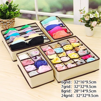 

6/7/8/24 Grid Storage Box Foldable Underwear Sock Bra Tie Storing Box Multi Grid Divider Closet Organizer Holder Non-woven