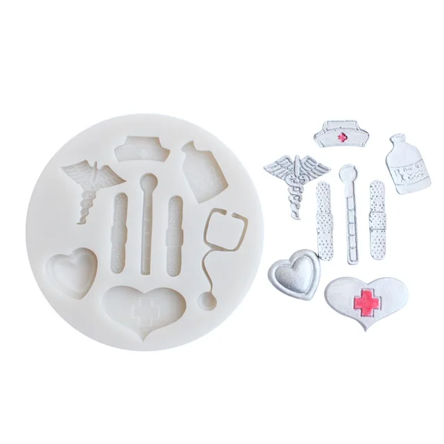 Ápoló Torta Szerszámok Témájú Orvosi Kalap Palack Szív Szerszám Gyógyszer Szilikon Penész Díszítő Cupcake Fondant - Image 5