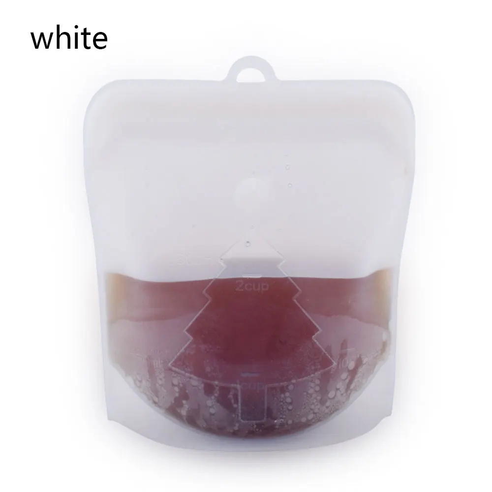 Силиконовый закреп мешка для еды нулевые отходы Ziplock многоразовая сумка для еды овощи фрукты мешок для сэндвича герметичное кухонное Хранение продуктов контейнер - Цвет: White