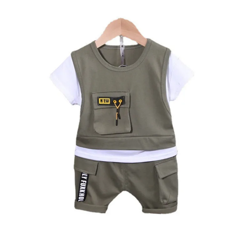New Summer Children Girls Fashion Clothing Baby Boys Cotton T Shirt Shorts 2Pcs/sets Kid Infant Clothes Toddler Casual Tracksuit