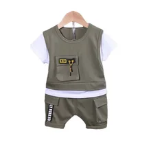 T shirt et short en coton pour enfants, vêtements d'été à la mode pour bébés garçons et filles, survêtement décontracté, 2 pièces/ensembles