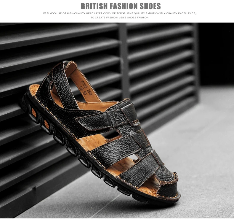 New Men Summer Sandals Genuine Leather Casual Shoes Men Roman Style Beach Sandals Brand Fashion Summer Men Shoes
