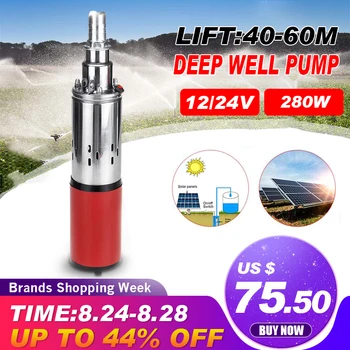 

60m 12V/24V Solar Water Pump 280W High Lift Deep Well Pump DC Screw Submersible Pump Agricultural Irrigation Garden Home