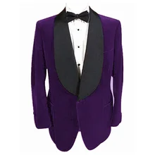 Бархатная шаль с лацканами формальный мужской пиджак Свадебный Жених контрастный цвет фиолетовый пальто банкетный ужин винтажные Вечерние Выпускные