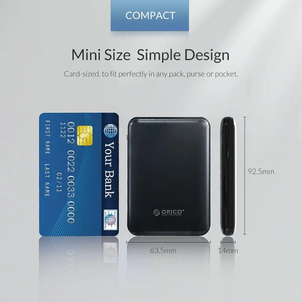  ORICO 5000mAh Power Bank Dual USB Tragbare Dünne Dünne Poverbank Tragbare Externe Batterie Für ipho