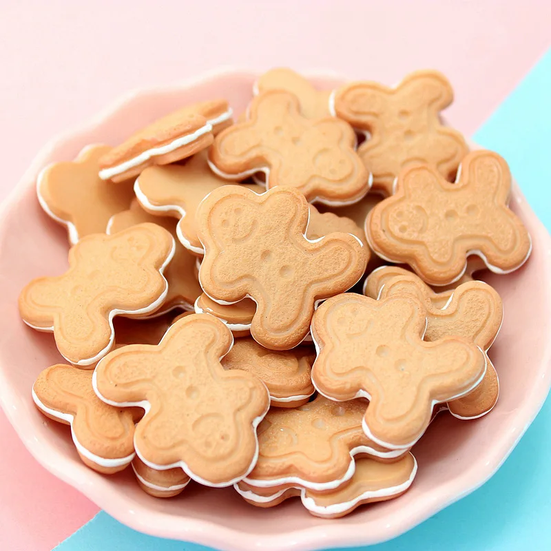 gingerbread Man 10 шт. моделирование печенье плоские пластмассовые кабошон Kawaii Медведь звезда искусственные продукты рождественские украшения принадлежности для скрапбукинга «сделай сам» - Цвет: gingerbread Man