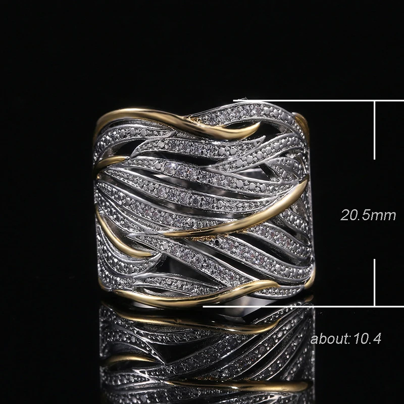 Female Engagement Ring Gold Silver Color Multi Layer Winding Jewelry Gift Crystal Hollow
