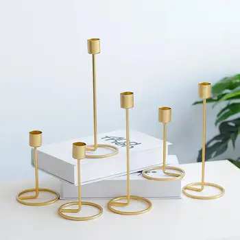 

1PC Nordic Style Candle Holder Gold Color Single Head Iron Candlestick Metal Candle Holder Wedding Party Decoration Home Decor