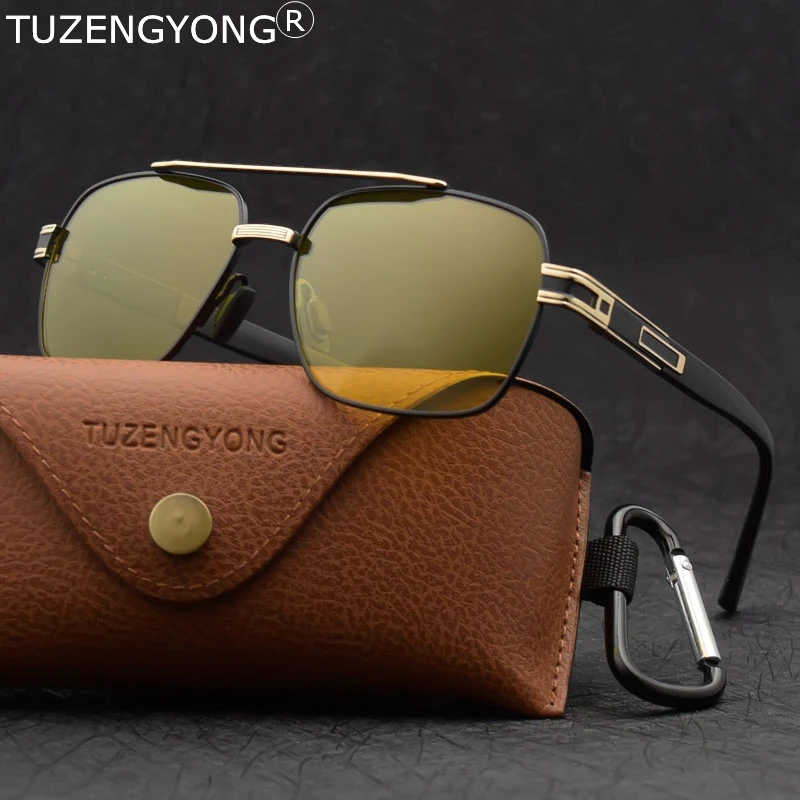 

TUZENGYONG Alloy Sunglasses Men Polarized Driving Sun Glasses For Men Brand Design Fashion Square Eyewear Oculos De Sol T0695