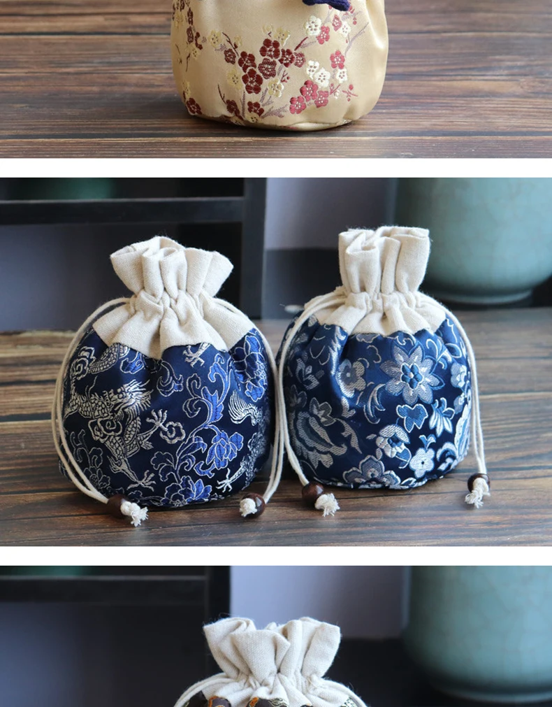 Японская чаша для чая сумка для хранения тканевая вышивка высококачественный чайный держатель для миски дорожные сумки винтажная упаковка кунг-фу чайная посуда аксессуары