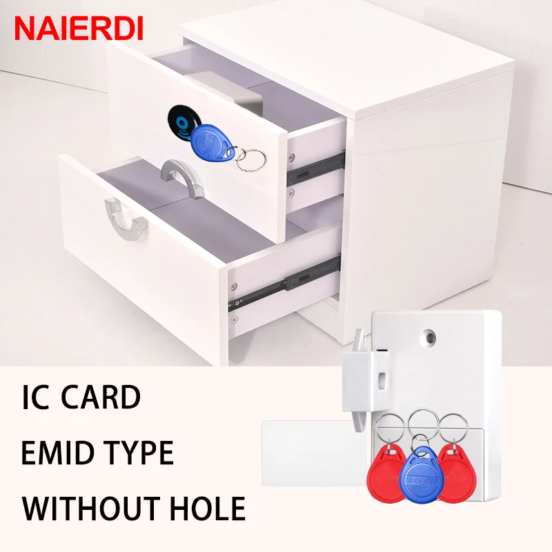 NAIERDI Digital Cabinet Intelligent Electronic Locks Invisible Sensor Lock EMID IC Card Drawer For Wardrobe Furniture Hardware