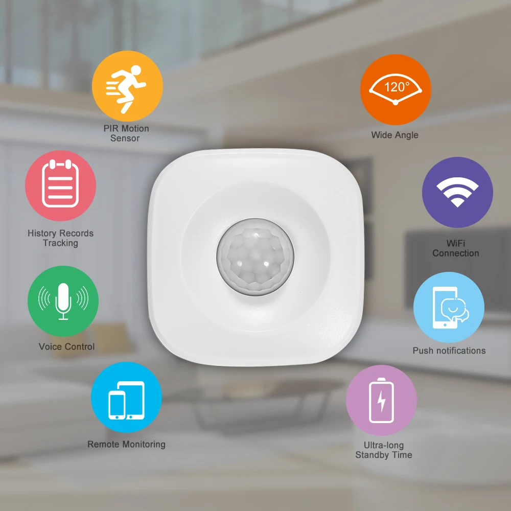 

WIFI PIR Motion Wireless Infrared Detector Sensor Smart Home Security Burglar Alarm Sensor Compatibl Alexa for Google Home/IFTTT