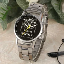 Панк крутые черные мужские часы с круглым циферблатом Джек часы из нержавеющей стали наручные часы Горячая, стильные мужские часы