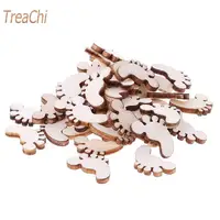Diy Log Decoration Small Pieces of Wood Crafts Laser Engraving of Small Feet Home Decorations 100 Pcs/Lot