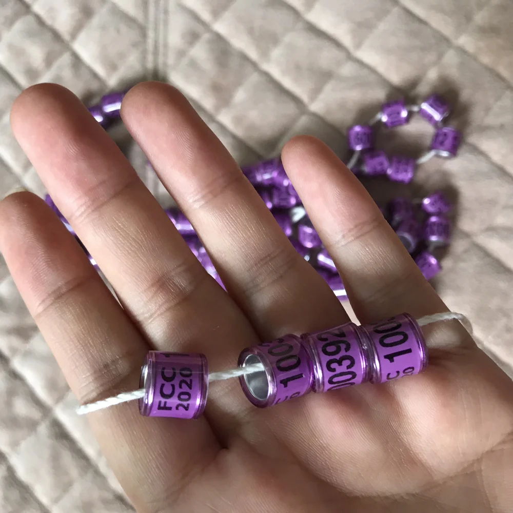 purple Индивидуальные голубиное кольцо для птиц 000001-001000 FCC, аддитивного цветового пространства(красочные 1000 шт./лот - Цвет: purple