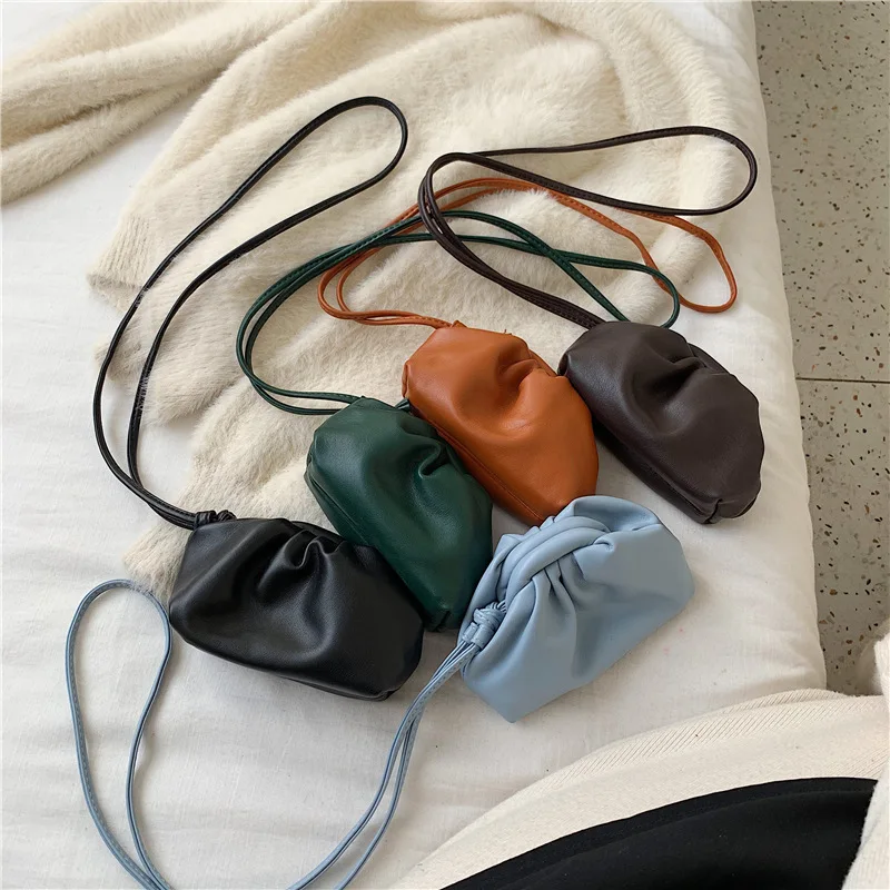

2019 Autumn And Winter New Style WOMEN'S Bag Sweet Ladies' Pleated Cool Bag Small INS-Style Mini Mobile Phone Bag Shoulder