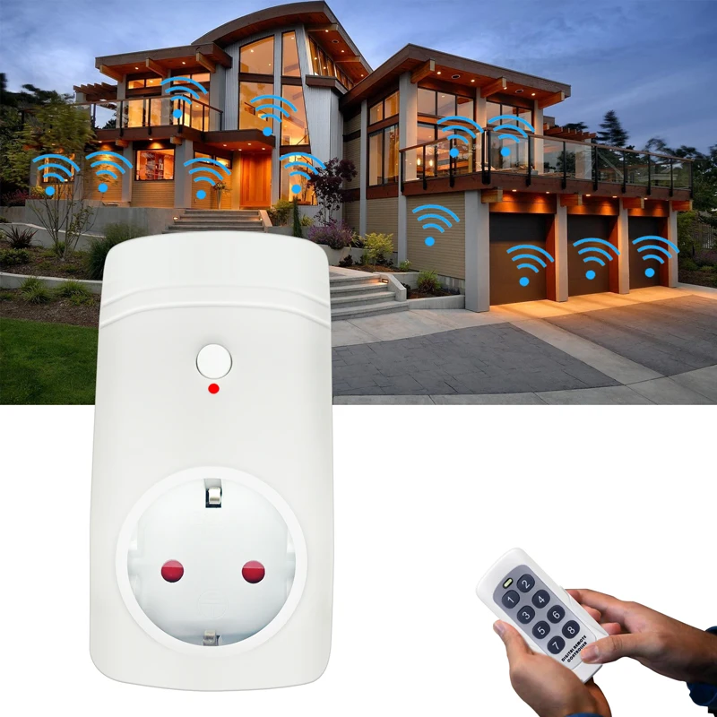 4pcs 433MHz Wireless Smart Socket with EU UK US plug Switch double 8 keys Remote Control Transmitter Power Outlet Light 2500W