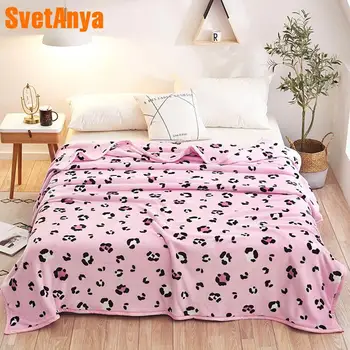 

2019 Fashion Leopard Print Pink Soft Print Double-side Blankets Throws Flannel Fleece Microfiber Plaids Bedsheet Polyester
