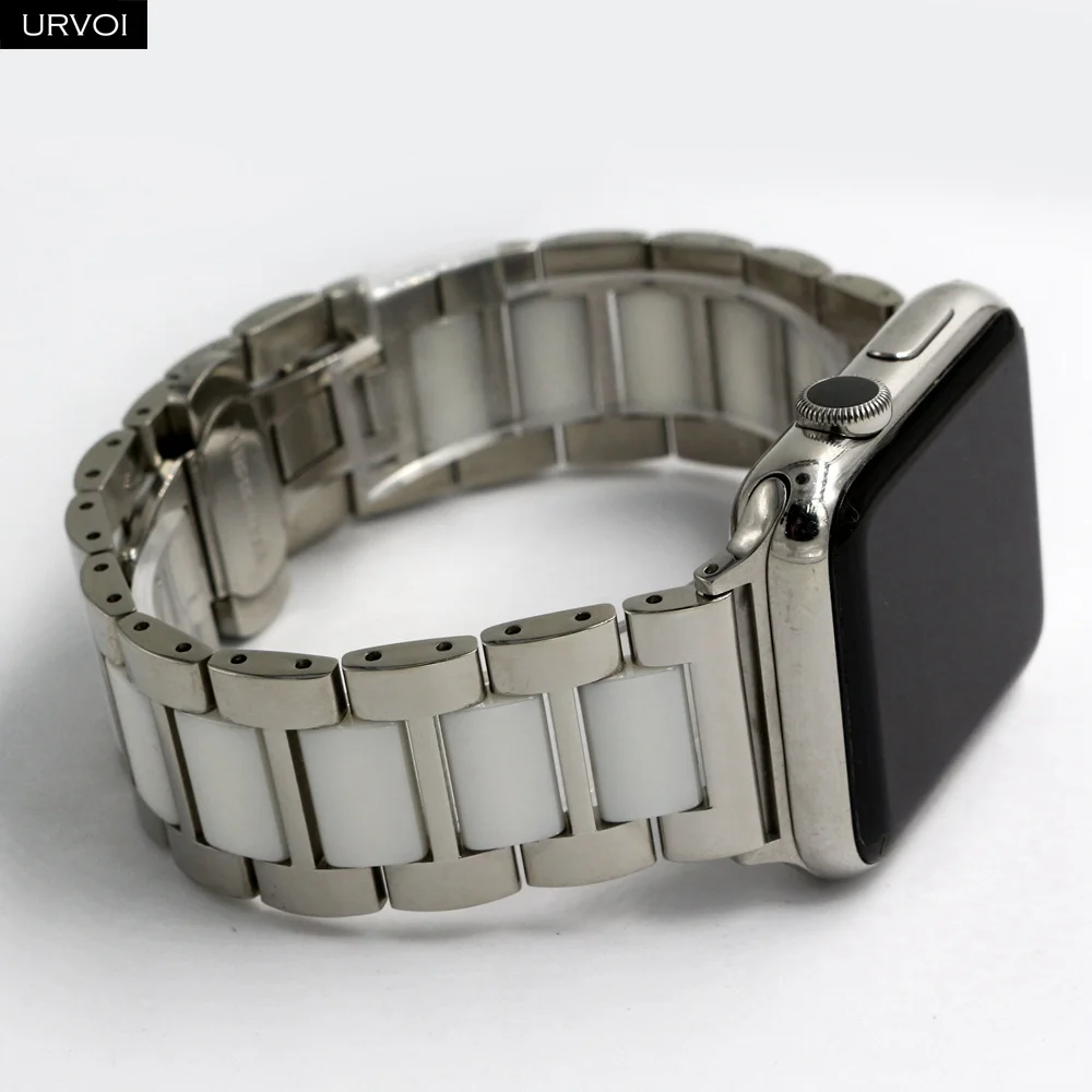 Керамический ремешок URVOI для Apple Watch, ремешок для iwatch серии 5 4 3 2 1, керамический ремешок из нержавеющей стали, качественная пряжка-бабочка