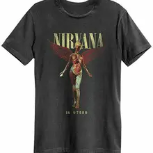 Nirvana amplificada en el Utero color carbón camiseta divertida Vintage regalo para hombres