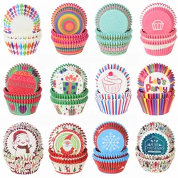100pcs Muffin Cupcake Paper Cups Cake Forms Cupcake Liner for Christmas Wedding Party Kitchen Baking Tray Cake Mold Accessories