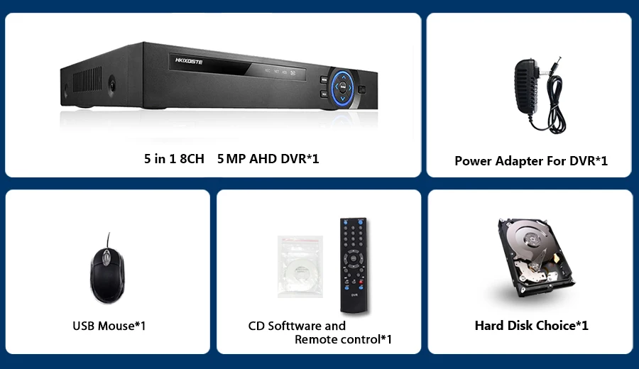 4CH/8CH/16CH AHD CCTV DVR H.265 5MP/4MP AHD CVI TVI аналоговая IP камера A5 5MP 4.0MP Гибридный видео рекордер 4K видео выход