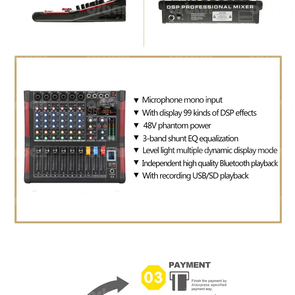 6-канальный смеситель чистый Тайвань 99 видов dsp-эффекты Bluetooth Запись микшер 48В бытовую технику мощностью производительность