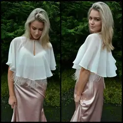 Ivory White Bolero Jacket Wrap Simple Chiffon Women Wedding Cape  Marriage Accessories for Beach