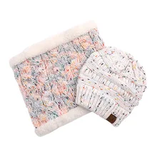 Европейская и американская мода вязаная шерстяная шапка шерсть и кашемир шарф сочетание наружная теплая шляпа шапочки