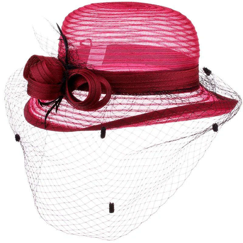 CRUOXIBB Женские Кентукки Дерби платье Bowler церковный колокол шляпа Чай Вечерние Свадебная шляпка элегантная органза свадебные летние шляпы
