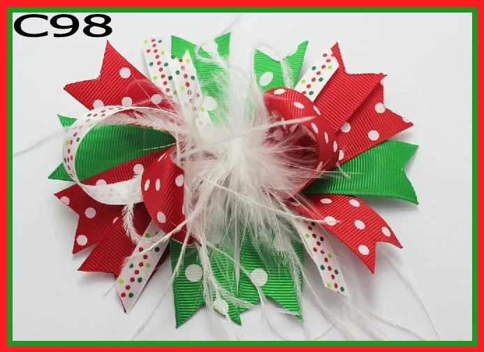 B 60 шт. Рождественский бант для волос карамельный тростник бант Санта заколка для волос оленьи рожки на ободке красные и зеленые банты для волос