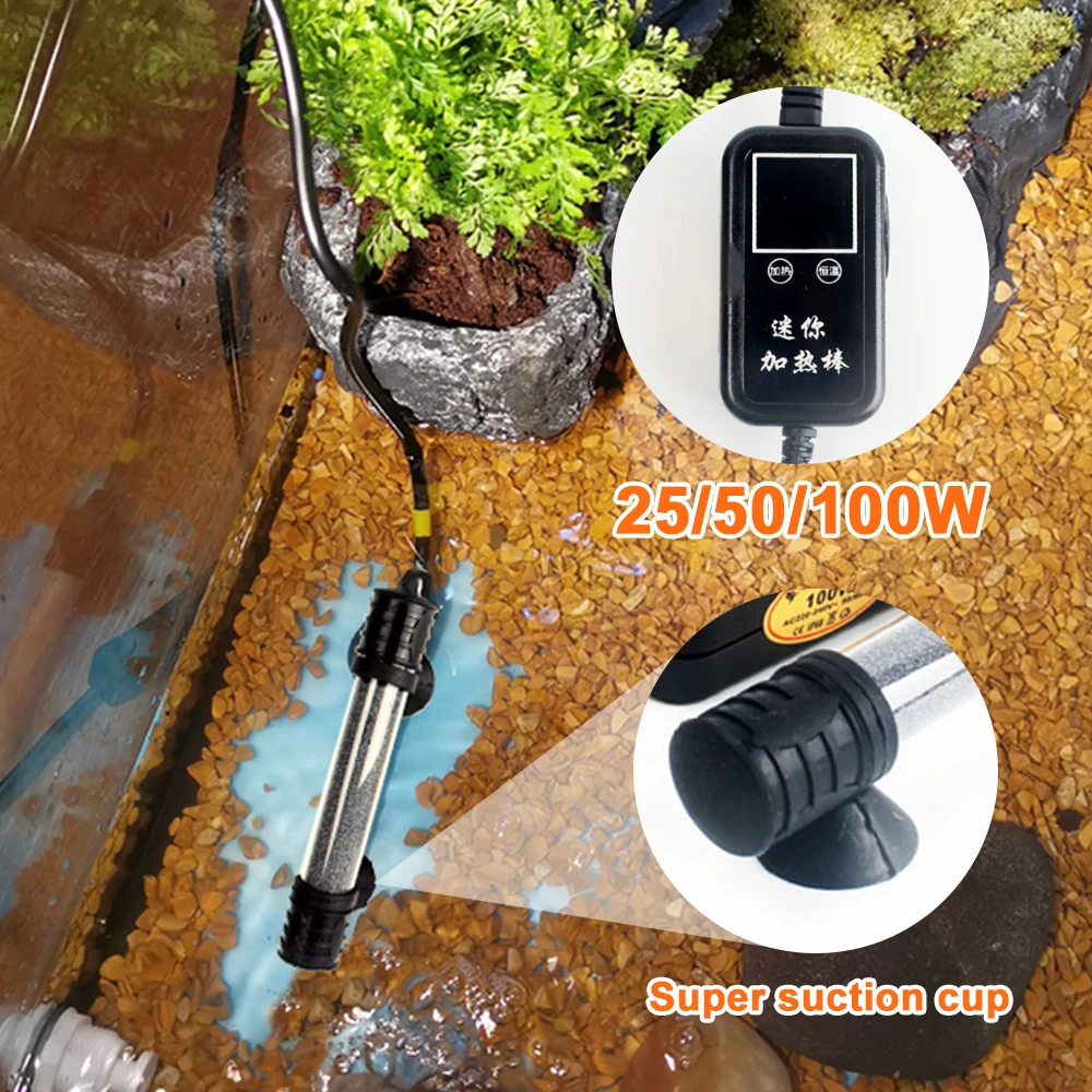 

25/50/100w Small Aquarium Intelligent Electronic Heating Rod Fish Tank Turtle Cylinder Mini Explosion-proof Digital Thermostat