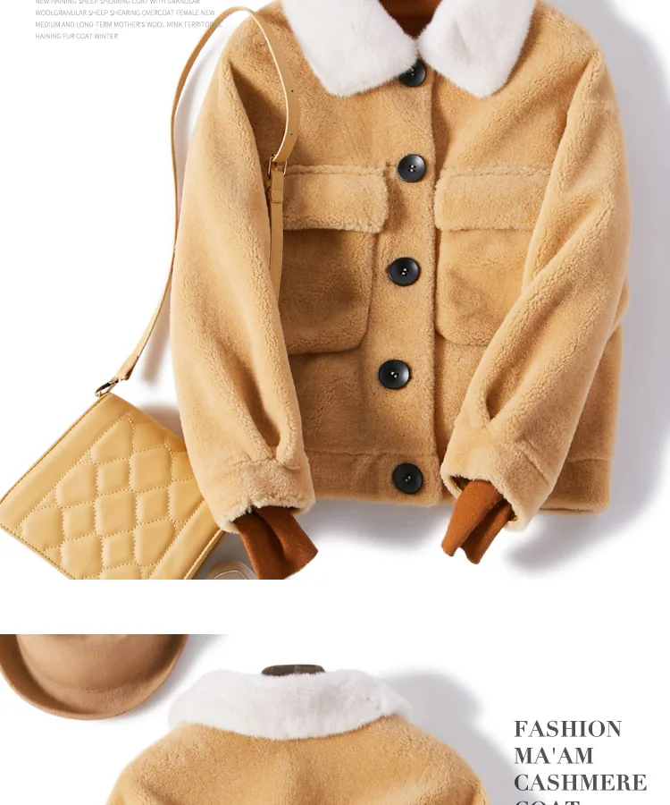 coats and jackets women winter real wool fur coat new grain sheep sheared coat female turn down mink collar female jacket