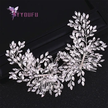 

Elegant Bride Double Rhinestone Hair Comb Wedding Hair Accessories Bridesmaid Crystal Rhinestone Hair Comb Hair Band Wedding Hai